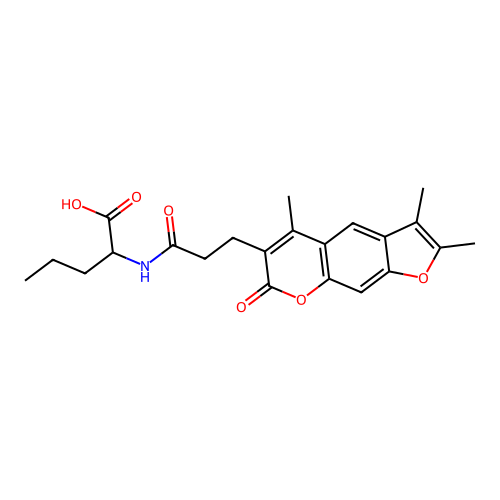 2-(3-(2,3,5-trimethyl-7-oxo-7H-furo[3,2-g]chromen-6-yl)propanamido)pentanoic acid structure