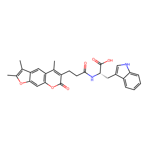 N-[3-(2,3,5-trimethyl-7-oxo-7h-furo[3,2-g]chromen-6-yl)propanoyl]-l-tryptophan structure