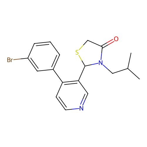 2-[4-(3-Bromophenyl)-3-pyridinyl]-3-(2-methylpropyl)-1,3-thiazolidin-4-one structure