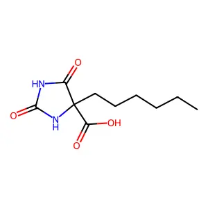 4-Hexyl-2,5-dioxoimidazolidine-4-carboxylic acid structure