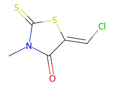 (5Z)-5-(chloromethylidene)-3-methyl-2-sulfanylidene-1,3-thiazolidin-4-one structure
