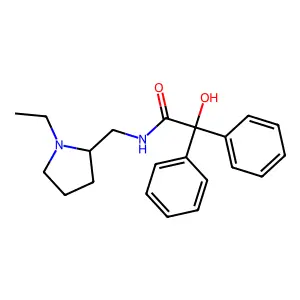 N-((1-Ethyl-2-pyrrolidinyl)methyl)-alpha-hydroxy-alpha-phenylbenzeneacetamide structure