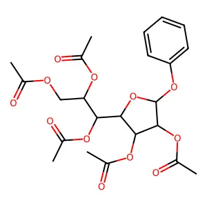 Phenyl 2,3,5,6,7-penta-O-acetylheptofuranoside structure