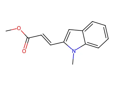 2-Propenoic acid, 3-(1-methyl-1H-indol-2-yl)-, methyl ester structure