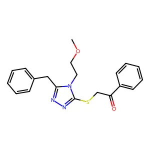 2-[[5-Benzyl-4-(2-methoxyethyl)-1,2,4-triazol-3-yl]sulfanyl]-1-phenylethanone structure