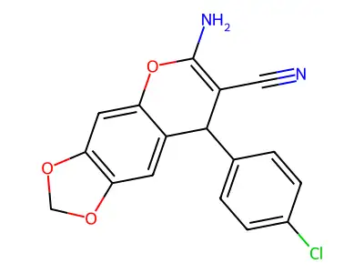 6-amino-8-(4-chlorophenyl)-8H-[1,3]dioxolo[4,5-g]chromene-7-carbonitrile structure