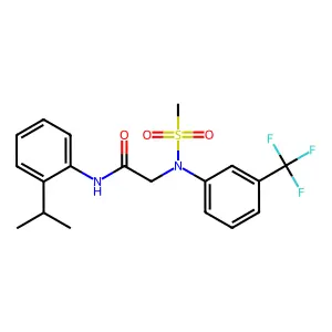 2-[N-methylsulfonyl-3-(trifluoromethyl)anilino]-N-(2-propan-2-ylphenyl)acetamide structure