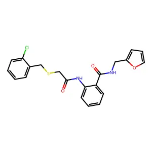 2-[[2-[(2-chlorophenyl)methylsulfanyl]acetyl]amino]-N-(furan-2-ylmethyl)benzamide structure