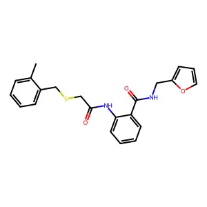 N-(furan-2-ylmethyl)-2-[[2-[(2-methylphenyl)methylsulfanyl]acetyl]amino]benzamide structure