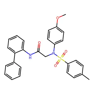 2-(4-methoxy-N-(4-methylphenyl)sulfonylanilino)-N-(2-phenylphenyl)acetamide structure
