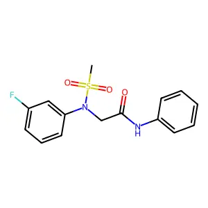 2-[3-fluoro(methylsulfonyl)anilino]-N-phenylacetamide structure