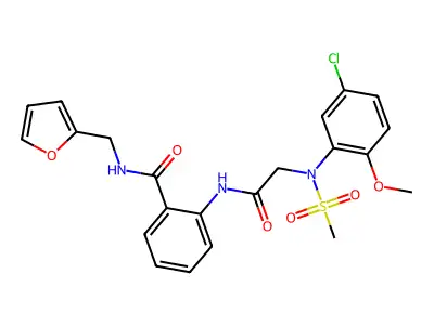 2-[[2-(5-chloro-2-methoxy-N-methylsulfonylanilino)acetyl]amino]-N-(furan-2-ylmethyl)benzamide structure