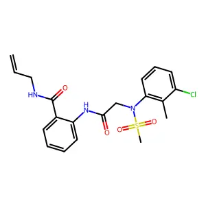 2-[[2-(3-chloro-2-methyl-N-methylsulfonylanilino)acetyl]amino]-N-prop-2-enylbenzamide structure