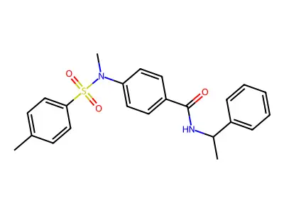 4-[methyl-(4-methylphenyl)sulfonylamino]-N-(1-phenylethyl)benzamide structure