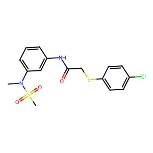 2-(4-chlorophenyl)sulfanyl-N-[3-[methyl(methylsulfonyl)amino]phenyl]acetamide structure