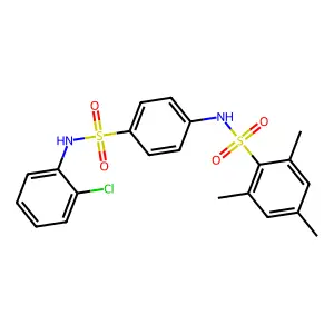 N-[4-[(2-chlorophenyl)sulfamoyl]phenyl]-2,4,6-trimethylbenzenesulfonamide structure