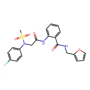 2-[[2-(4-fluoro-N-methylsulfonylanilino)acetyl]amino]-N-(furan-2-ylmethyl)benzamide structure