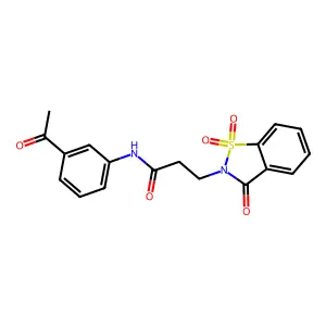 N-(3-acetylphenyl)-3-(1,1-dioxido-3-oxo-1,2-benzisothiazol-2(3H)-yl)propanamide structure