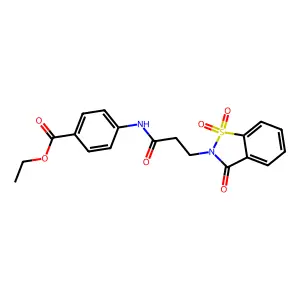 ethyl 4-(3-(1,1-dioxido-3-oxobenzo[d]isothiazol-2(3H)-yl)propanamido)benzoate structure