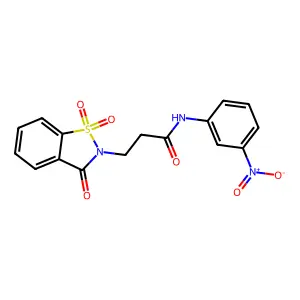 3-(1,1-dioxido-3-oxo-1,2-benzothiazol-2(3H)-yl)-N-(3-nitrophenyl)propanamide structure