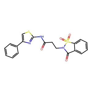 N-(4-phenyl-1,3-thiazol-2-yl)-3-(1,1,3-trioxo-1,2-benzothiazol-2-yl)propanamide structure