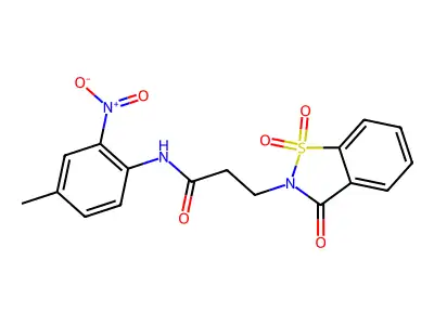 N-(4-methyl-2-nitrophenyl)-3-(1,1,3-trioxo-1,2-benzothiazol-2-yl)propanamide structure