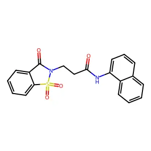 N-naphthalen-1-yl-3-(1,1,3-trioxo-1,2-benzothiazol-2-yl)propanamide structure