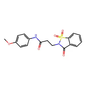 3-(1,1-dioxido-3-oxo-1,2-benzisothiazol-2(3H)-yl)-N-(4-methoxyphenyl)propanamide structure