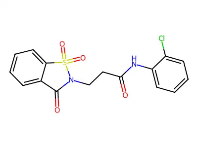N-(2-chlorophenyl)-3-(1,1-dioxido-3-oxo-1,2-benzisothiazol-2(3H)-yl)propanamide structure