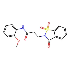 3-(1,1-dioxido-3-oxo-1,2-benzisothiazol-2(3H)-yl)-N-(2-methoxyphenyl)propanamide structure