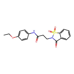 3-(1,1-dioxido-3-oxo-1,2-benzisothiazol-2(3H)-yl)-N-(4-ethoxyphenyl)propanamide structure
