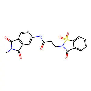 N-(2-methyl-1,3-dioxoisoindol-5-yl)-3-(1,1,3-trioxo-1,2-benzothiazol-2-yl)propanamide structure