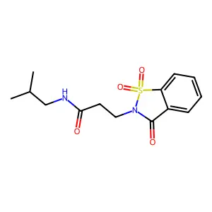 3-(1,1-dioxido-3-oxo-1,2-benzisothiazol-2(3H)-yl)-N-isobutylpropanamide structure