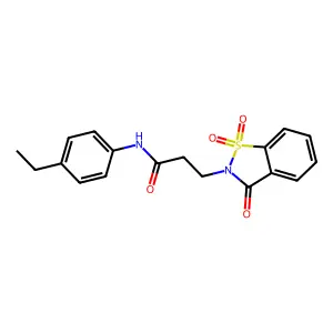 3-(1,1-dioxido-3-oxo-1,2-benzisothiazol-2(3H)-yl)-N-(4-ethylphenyl)propanamide structure