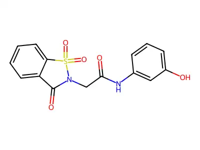 N-(3-hydroxyphenyl)-2-(1,1,3-trioxo-1,2-benzothiazol-2-yl)acetamide structure