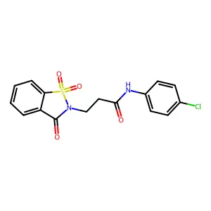 N-(4-chlorophenyl)-3-(1,1,3-trioxo-1,2-benzothiazol-2-yl)propanamide structure