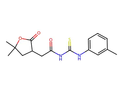 2-(5,5-dimethyl-2-oxooxolan-3-yl)-N-[(3-methylphenyl)carbamothioyl]acetamide structure