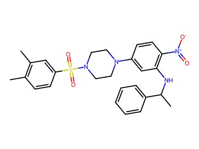 5-[4-(3,4-dimethylphenyl)sulfonylpiperazin-1-yl]-2-nitro-N-(1-phenylethyl)aniline structure