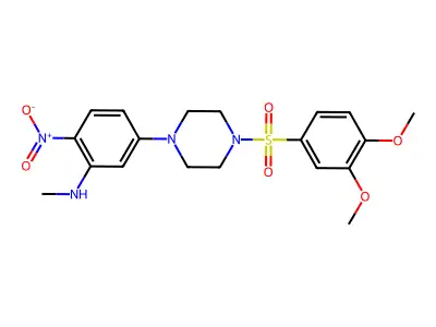 5-[4-(3,4-dimethoxyphenyl)sulfonylpiperazin-1-yl]-N-methyl-2-nitroaniline structure