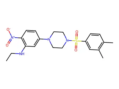 5-[4-(3,4-dimethylphenyl)sulfonylpiperazin-1-yl]-N-ethyl-2-nitroaniline structure