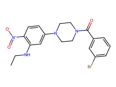 (3-Bromophenyl)-[4-[3-(ethylamino)-4-nitrophenyl]piperazin-1-yl]methanone structure