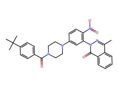 2-[5-[4-(4-tert-butylbenzoyl)piperazin-1-yl]-2-nitrophenyl]-4-methylphthalazin-1-one structure
