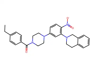 [4-[3-(3,4-dihydro-1H-isoquinolin-2-yl)-4-nitrophenyl]piperazin-1-yl]-(4-ethylphenyl)methanone structure