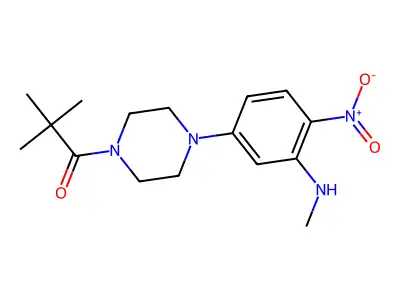 2,2-Dimethyl-1-[4-[3-(methylamino)-4-nitrophenyl]piperazin-1-yl]propan-1-one structure