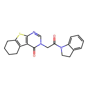 3-[2-(2,3-dihydro-1H-indol-1-yl)-2-oxoethyl]-5,6,7,8-tetrahydro[1]benzothieno[2,3-d]pyrimidin-4(3H)-one structure