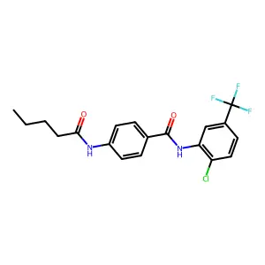 N-[2-chloro-5-(trifluoromethyl)phenyl]-4-(pentanoylamino)benzamide structure