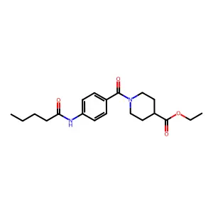 Ethyl 1-{[4-(pentanoylamino)phenyl]carbonyl}piperidine-4-carboxylate structure