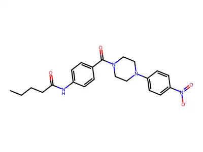 N-[4-[4-(4-nitrophenyl)piperazine-1-carbonyl]phenyl]pentanamide structure