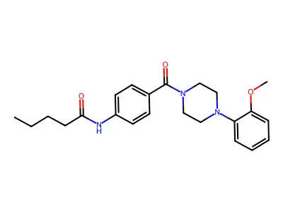 N-[4-[4-(2-methoxyphenyl)piperazine-1-carbonyl]phenyl]pentanamide structure