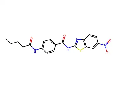 N-(6-nitro-1,3-benzothiazol-2-yl)-4-(pentanoylamino)benzamide structure
